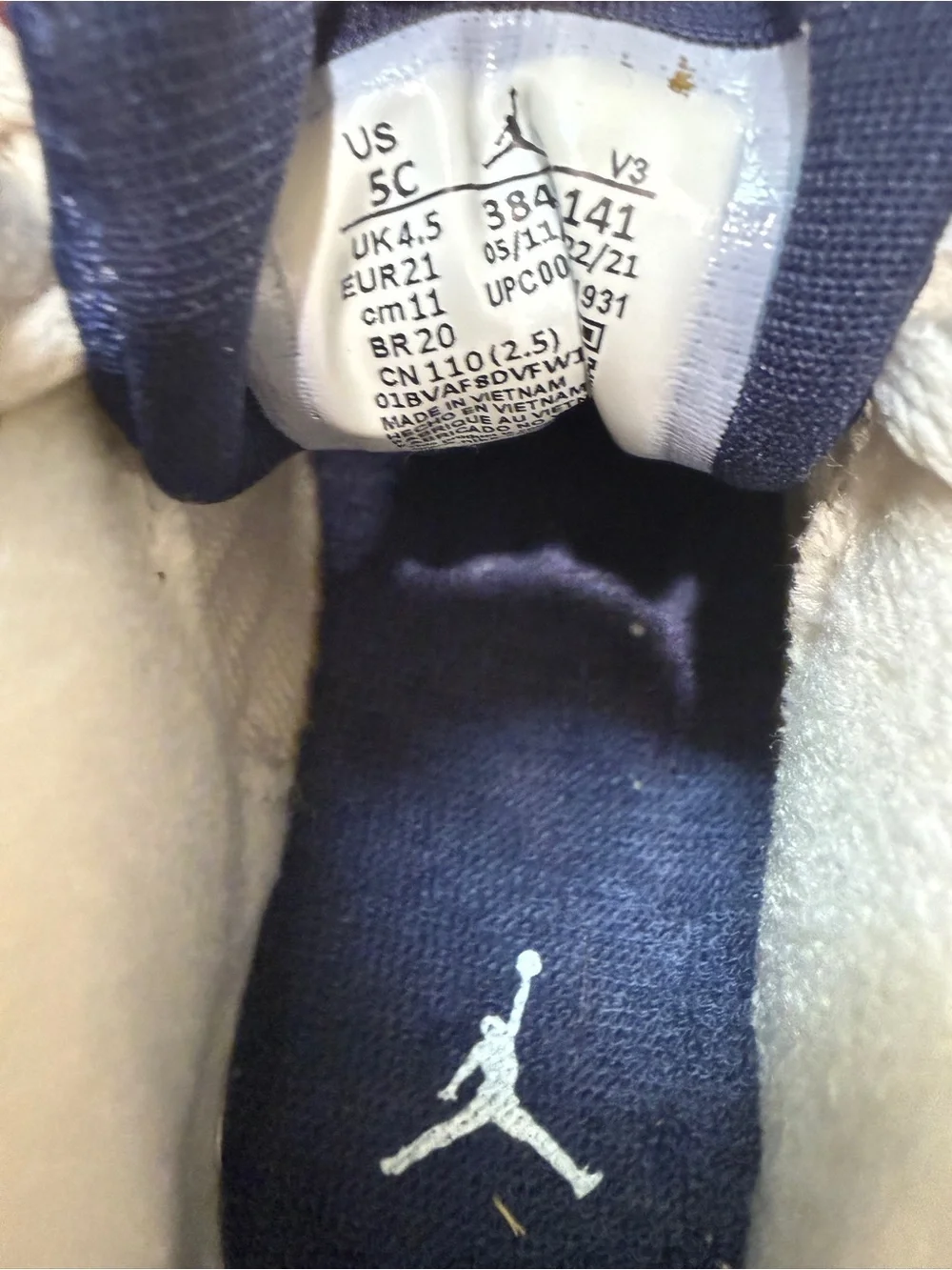 Nike Kids White and Navy Jordan Basketball Sneakers